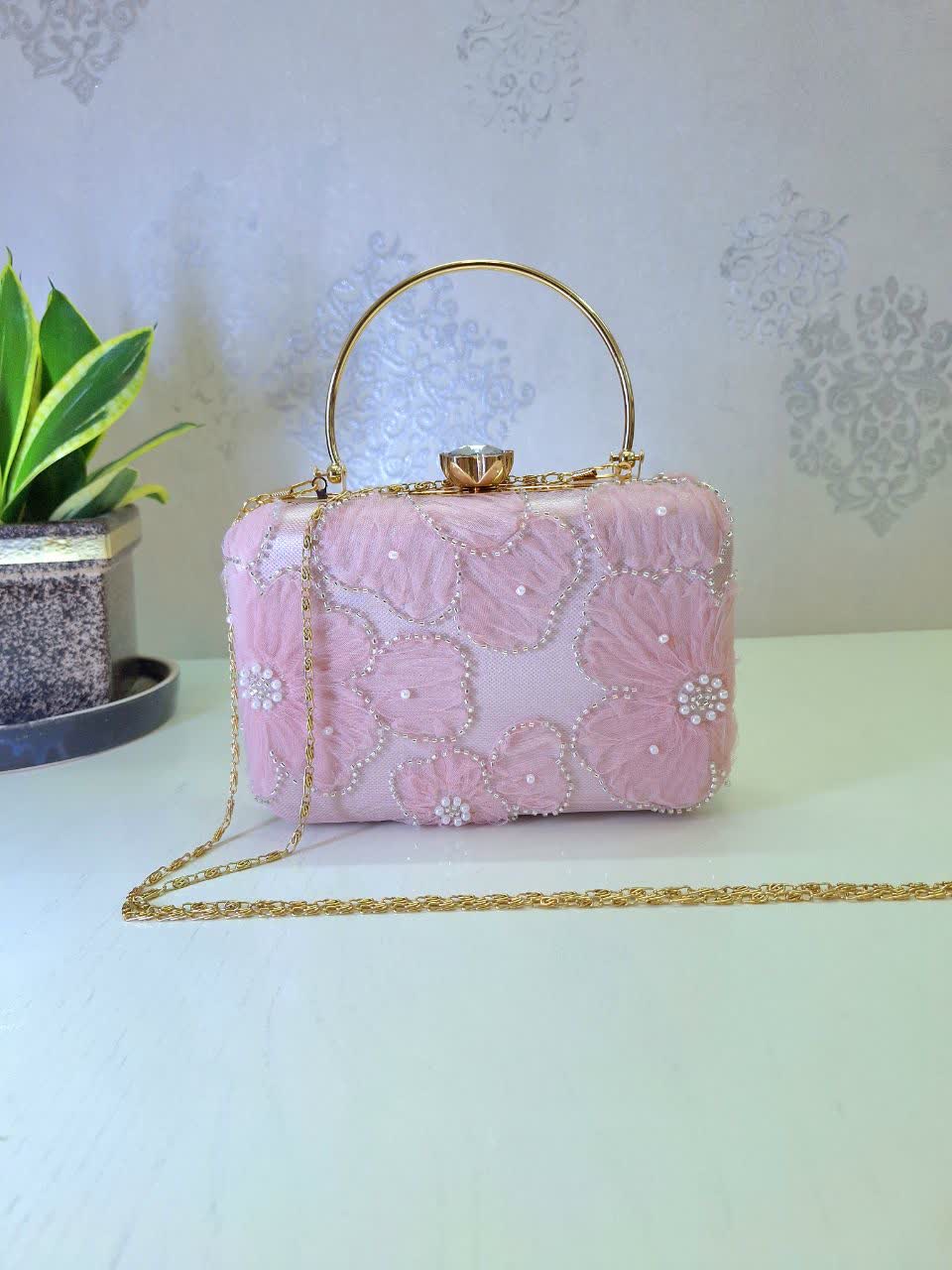 کیف کلاچ دستساز تورِ روبان ملیله دوزی